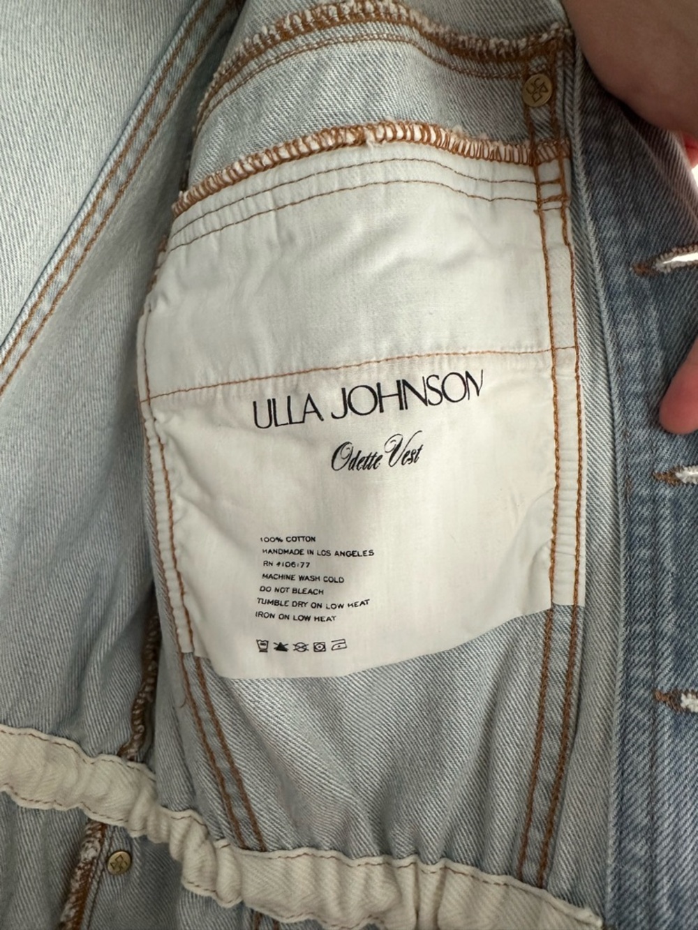 **LIKE NEW** Ulla Johnson Odette Denim Vest in Glacier Wash Size Medium - Picture 5 of 8